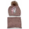 Dievčenské zimné čiapky + šál ružovej farby 04 Ružová