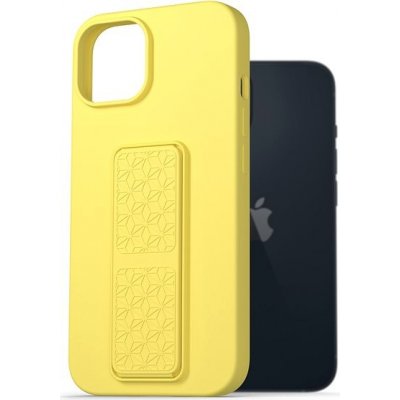 Púzdro AlzaGuard Liquid Silicone Case with Stand na iPhone 14 žlté