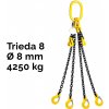 Reťazový záves,oko-4 hák, skracovač, nosnosť 4250/3000 kg, G8-8, Certifikát, ČŽ 4250 / 3000 kg 4,5 m Čierna