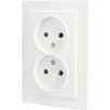 Elektrická zásuvka dvojitá Adelid biela bez uzemnenia