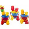 Teddies Súprava na piesok plast vedierko 15x13cm, lopatka, hrabličky, 2 bábovky 00880048