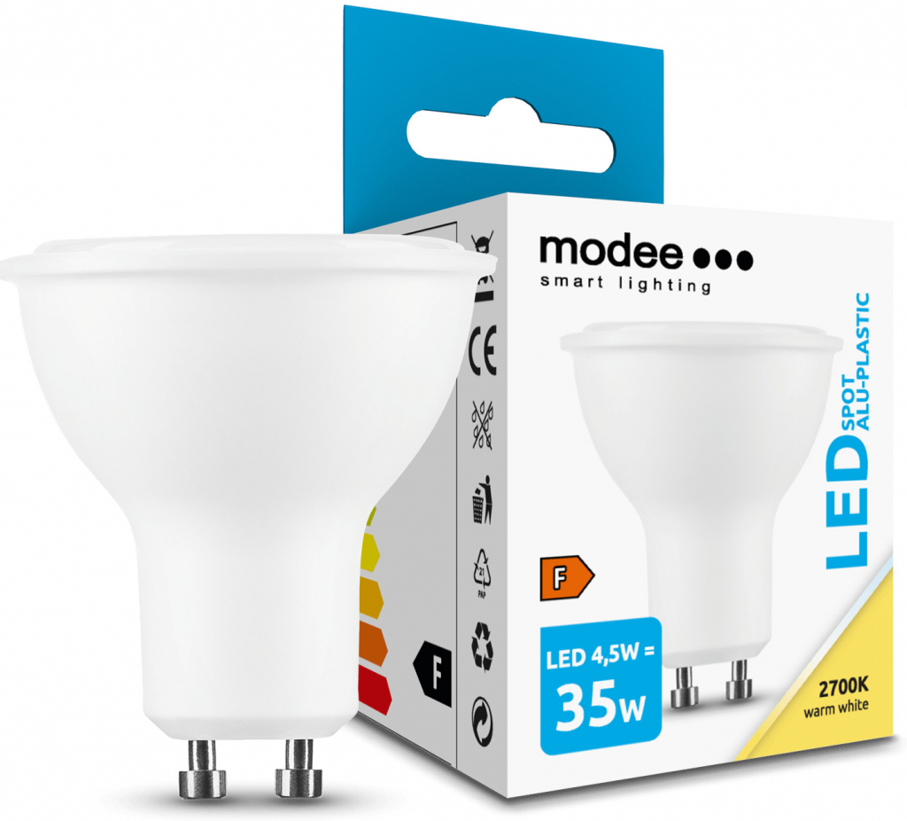 ML-GU10P2700K4,5W Modee Lighting LED Spot Alu-Plastic 4,5W GU10 110° 2700K 400 lumen