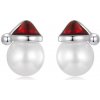 For Silver Náušnice Sladkovodná Perla s vianočnou čiapočkou - Striebro 925
