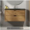 BATH DELUXE | Kúpeľňová skrinka s umývadlom GRIBSKOV 100 cm béžová/dub/čierna | BT0203+BT0222