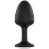 GEJŠA ZÁSTRČKA DIAMANT L - Dorcel Geisha Plug Diamond L análny vibrátor s bielym kameňom čierny