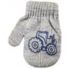 Be Snazzy Detské palcové pletené rukavičky s traktorom Sv. šedé