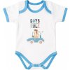 MBaby Bavlnené body s krátkym rukávom, Méďa Boys Rule, bielo/modré, vel. 80, 80 (9-12m)