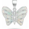 Brilio Silver Nežný strieborný prívesok Motýľ s bielym opálom PT136W