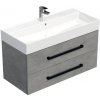 Kúpeľňová skrinka s čiernou úchytkou a umývadlom SAT Cube Way 100x53x46 cm betón mat CUBE46C1002BESAT