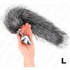 Kink - anal plug size l 10 x 4 cm with synthetic tail 40 cm grey
