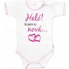 Body krátky rukáv s vtipným textom Baby Nellys, Haló! Já jsem tu nová, veľ. 80, holka, 80 (9-12m)
