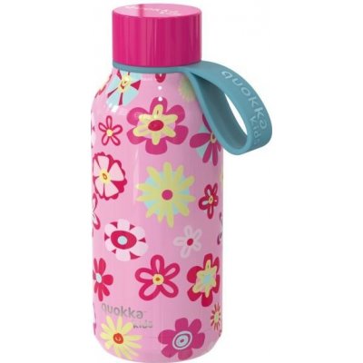 QUOKKA KIDS Nerezová fľaša / termoska s pútkom FLOWERS, 330ml, 40144