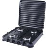 Brock GS2004BK, 4-zónový, LPG (G30, G31), Liatinové horáky, Kovové puzdro, Čierna, Prenosný plynový varič
