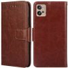 Peňaženkové kožené puzdro CRYSTAL na Motorola Moto G32 - Hnedá