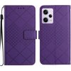 Peňaženkové kožené puzdro Rhombic Grid na Xiaomi Redmi Note 12 Pro+ 5G - Fialová