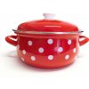 BELIS - Hrniec a pokrievka smalt 20cm 3,6L, červený biele bodky
