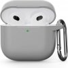AppleMix Puzdro pre Apple AirPods 4 + karabínka - silikónové - svetlo šedé