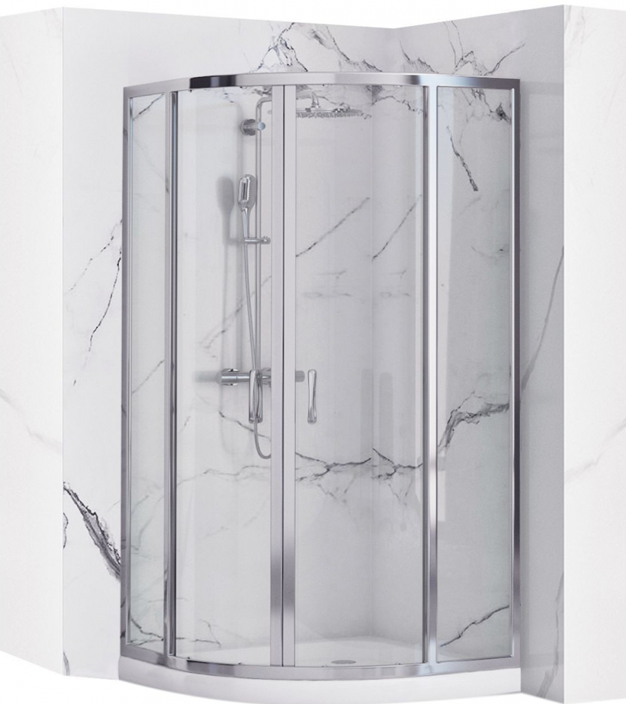 Rea Look, štvrťkruhový sprchovací kút 80x80x190 cm, 5mm číre sklo, chrómový profil, REA-K7904