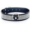 Trblietavý obojok Fetish Boss Series Collar Silver Crystals, 3 cm vysoký