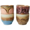 HKLIVING Set 4ks hrnček na kávu 70s Café Lagoon - 8 * 8 * 7cm / 250 ml - HKLIVING