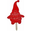 GOBA Vianočná dekorácia – drevený zápich, škriatok červený, 71 cm