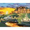 Zuty – Maľovanie podľa čísel – Biele auto odchádzajúce od domu a západ slnka (D. Rusty Rust), 80 × 100 cm, plátno + rám 8596530182238