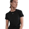 Dámske tréningové tričko s krátkym rukávom NIKE-W NK ONE CLSC DF TWST SS TP WT BLACK/WHITE Čierna M 25/26