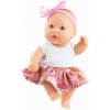 Realistická panenka holčička Greta v růžové sukénce od firmy Paola Reina ze Španělska (Los Peques 21 cm - balené v sášku)