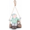 MagicHome Vianoce Postavička MagicHome Vianoce, Chlapček na hojdačke so sovičkou, závesná, keramika, 34,5x25,5x39,5 cm