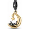 Strieborný prívesok S925 Mačka na Zlatom Mesiaci