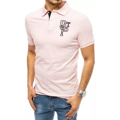 Dstreet pánske Polo tričko s límčekom s výšivkou Ilme ružové
