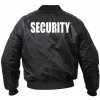 Bunda letecká MA-1 Bomber SECURITY - čierna, s bielym nápisom