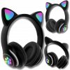 BEZDRÔTOVÉ SLÚCHADLÁ PRE DETI BLUETOOTH MIKROFÓN MAČACIE UŠI LED RGB