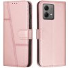 Peňaženkové kožené puzdro Calf Buckle na Motorola Edge 40 Neo - Ružové zlato
