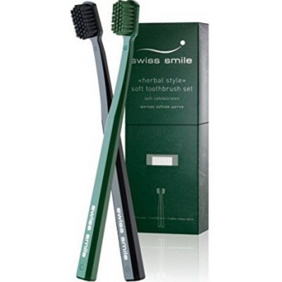 Swiss Smile Soft Toothbrush Sensitive-Soft Black 1pc + Sensitive-Soft Toothbrush Green 1 pc darčeková sada