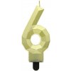 Dortisimo Tortové sviečky -metalická zlatá 6 (7,6cm)