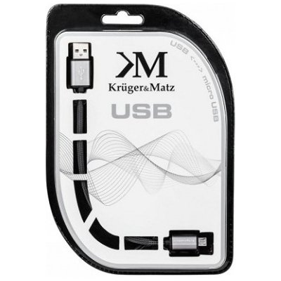 Krüger & Matz KM0324 USB kábel, USB 2.0 A konektor - USB C micro konektor, 1m