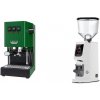 Gaggia New Classic E24, green + Eureka Atom W 75, white