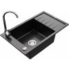 Granitový drez s kuchynskou batériou MEXEN ELIAS čierny II