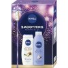 Nivea smoothing Moments of Joy shea Butter & Botanical Oil krémový sprchový gél 250 ml + Nivea smooth sensation hydratačné telové mlieko pre suchú pokožku 250 ml kozmetická sada