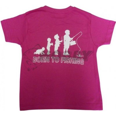Doc Detské tričko Born To Fishing ružové