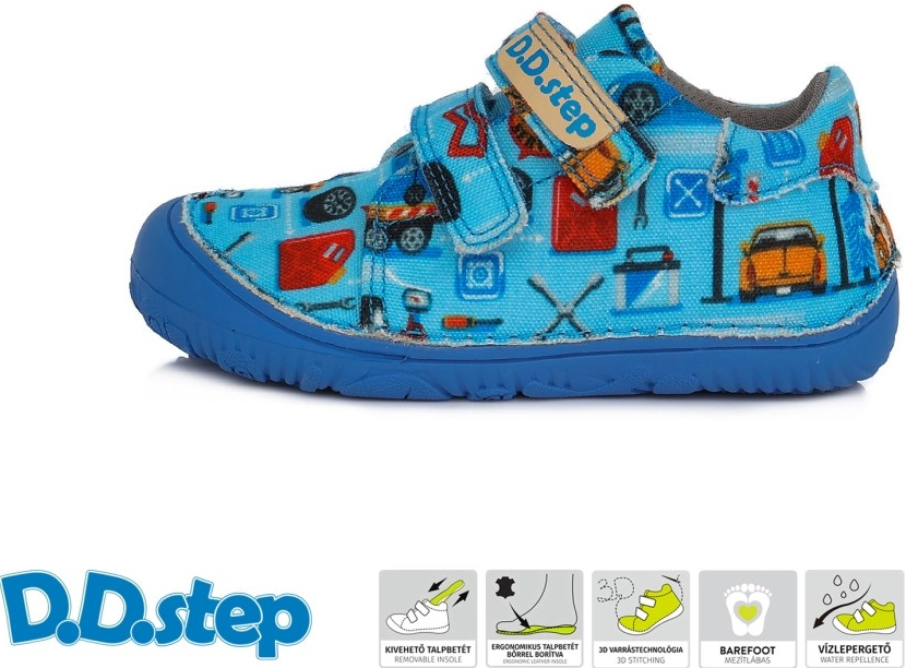 D.D.Step detské chlapčenské plátené topánky Barefoot Sky Blue