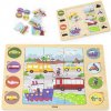 Viga Toys VIGA Drevené puzzle Guess by Shadow - Dopravné prostriedky Puzzle 17 ks