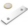 Neodymový magnet kvádr 80 × 20 × 4 mm, 2 otvory M4, síla 18 kg