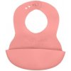 BABYONO Podbradník mäkký plastový s vreckom bez BPA pink 6m+
