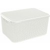 BRANQ Rattan L 38 x 27,8 cm biely - plastový úložný kôš s vekom