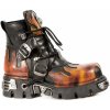 topánky kožené NEW ROCK 288-S1 Čierna červená oranžová 44