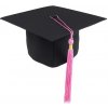 DETSKÁ Promočná čiapka MATT - čierna, Farba strapce 500 - ružová