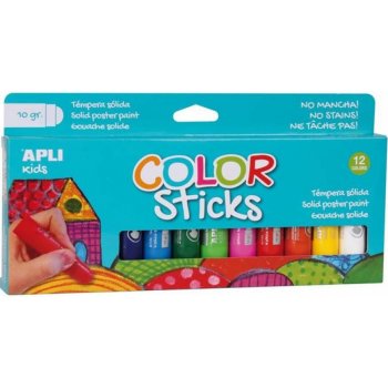 Apli Color Sticks temperové barvy suché mix barev 12 x 10 g, sada