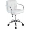 Otočná kancelárska stolička s chrómovanými podrúčkami, biela